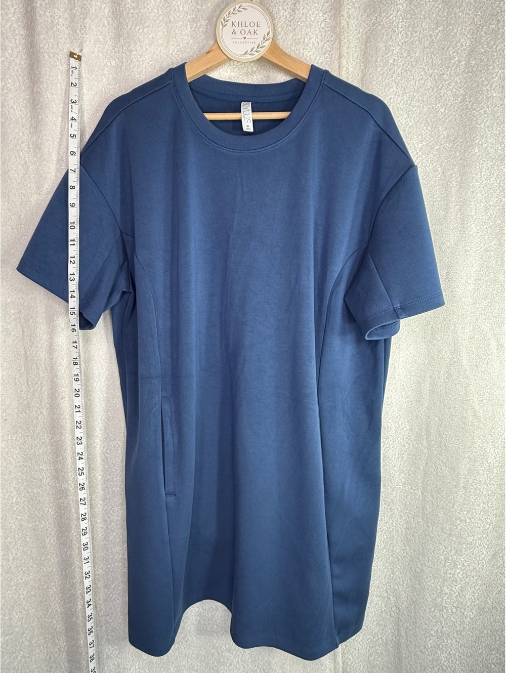 Stylus XL Blue Casual T-Shirt Dress with Pockets